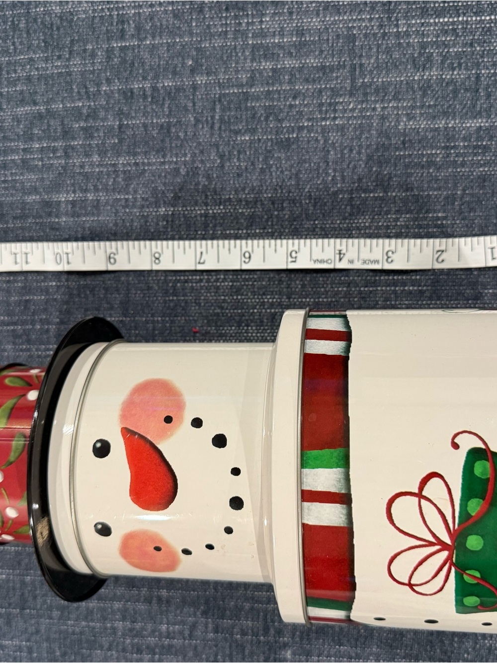 Holiday Ceramic Snowman Canister - White and Red
